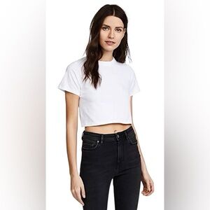 Xkarla White Cropped T-Shirt Women’s Short Sleeve Boxy Crop Tee Size XS